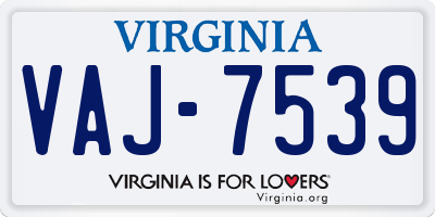VA license plate VAJ7539