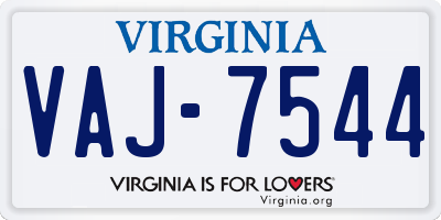 VA license plate VAJ7544