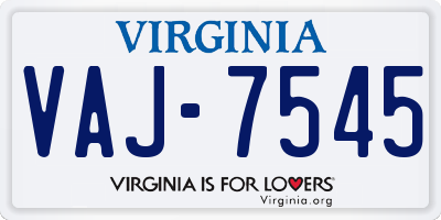 VA license plate VAJ7545