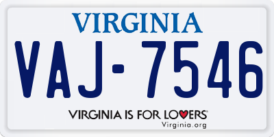VA license plate VAJ7546