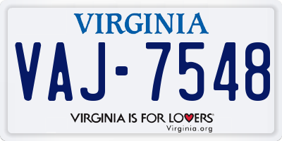 VA license plate VAJ7548