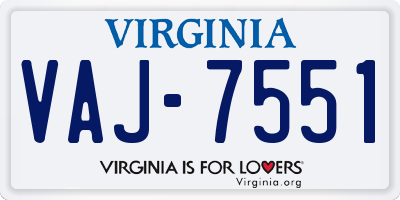 VA license plate VAJ7551