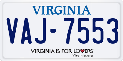 VA license plate VAJ7553