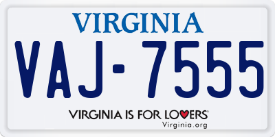 VA license plate VAJ7555