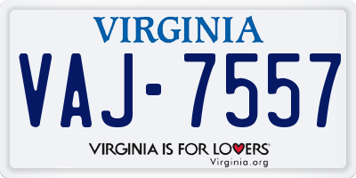 VA license plate VAJ7557