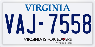 VA license plate VAJ7558