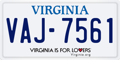 VA license plate VAJ7561