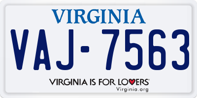 VA license plate VAJ7563