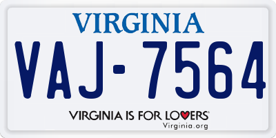 VA license plate VAJ7564
