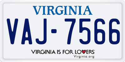 VA license plate VAJ7566