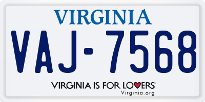 VA license plate VAJ7568