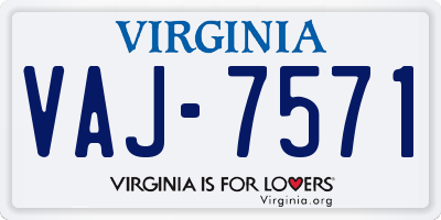 VA license plate VAJ7571