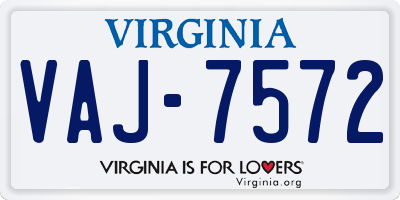 VA license plate VAJ7572