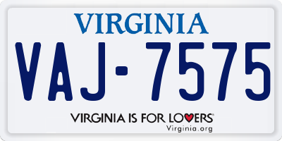 VA license plate VAJ7575