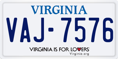 VA license plate VAJ7576