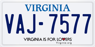 VA license plate VAJ7577