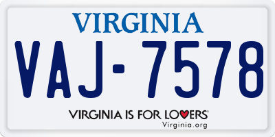 VA license plate VAJ7578
