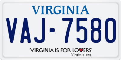 VA license plate VAJ7580