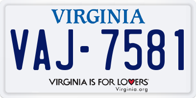 VA license plate VAJ7581