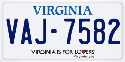 VA license plate VAJ7582