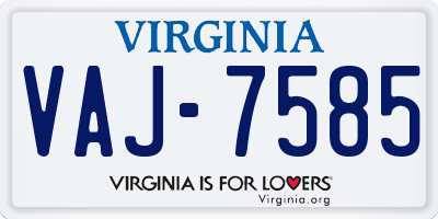 VA license plate VAJ7585
