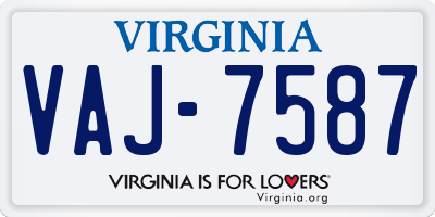 VA license plate VAJ7587