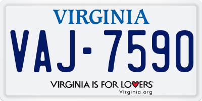 VA license plate VAJ7590