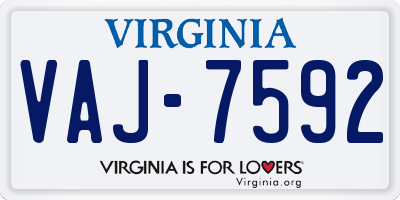 VA license plate VAJ7592