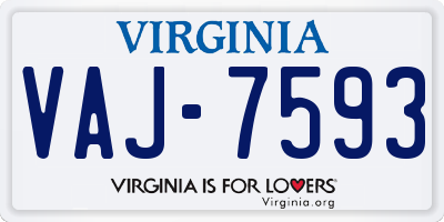 VA license plate VAJ7593