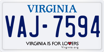 VA license plate VAJ7594
