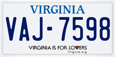 VA license plate VAJ7598