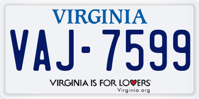 VA license plate VAJ7599