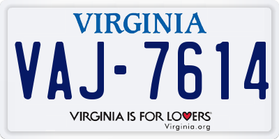 VA license plate VAJ7614