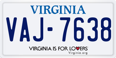 VA license plate VAJ7638