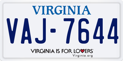 VA license plate VAJ7644