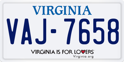 VA license plate VAJ7658
