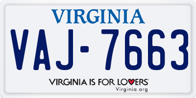 VA license plate VAJ7663