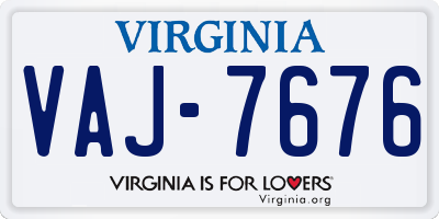 VA license plate VAJ7676