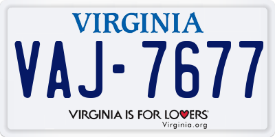 VA license plate VAJ7677