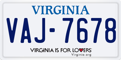 VA license plate VAJ7678