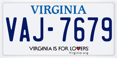 VA license plate VAJ7679