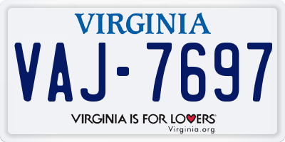 VA license plate VAJ7697