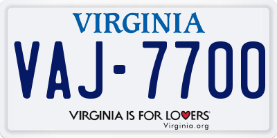 VA license plate VAJ7700