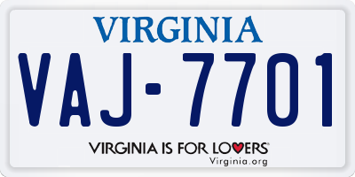 VA license plate VAJ7701