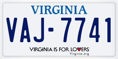 VA license plate VAJ7741