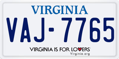 VA license plate VAJ7765