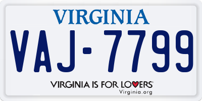 VA license plate VAJ7799