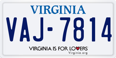 VA license plate VAJ7814