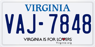 VA license plate VAJ7848