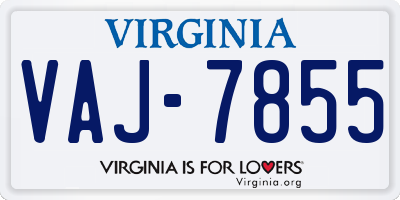 VA license plate VAJ7855